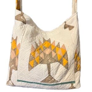 Patchwork Quilted Shoulder Bag - Cream and Yellow repurposed vintage quilt
